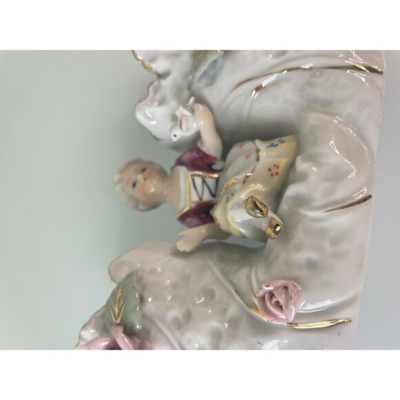 Vintage Bond Ware Double Planter, Lady Holding Bird, Ceramic, Home Decor - Picture 10 of 12